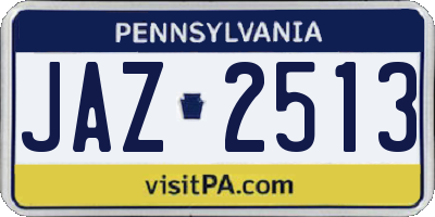 PA license plate JAZ2513
