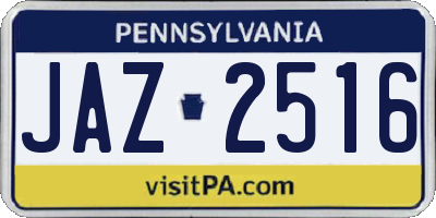 PA license plate JAZ2516