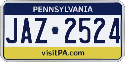 PA license plate JAZ2524