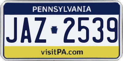PA license plate JAZ2539