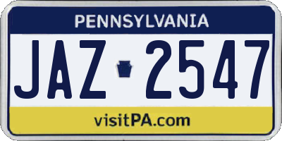 PA license plate JAZ2547