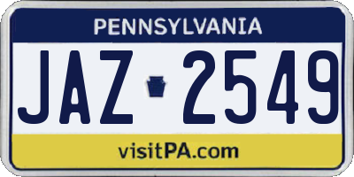 PA license plate JAZ2549