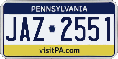 PA license plate JAZ2551