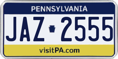 PA license plate JAZ2555