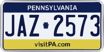 PA license plate JAZ2573