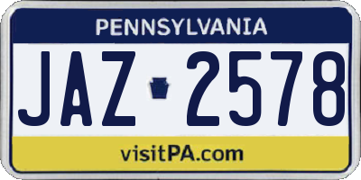 PA license plate JAZ2578