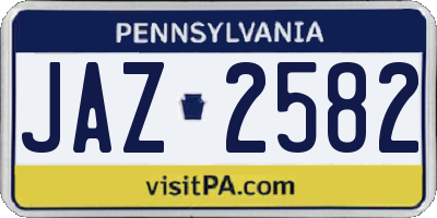 PA license plate JAZ2582