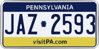 PA license plate JAZ2593