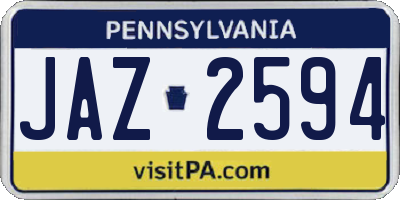 PA license plate JAZ2594