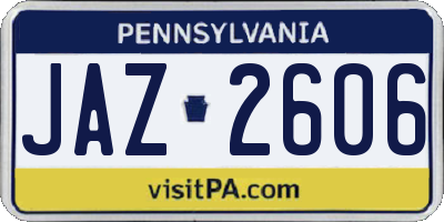 PA license plate JAZ2606