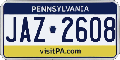 PA license plate JAZ2608