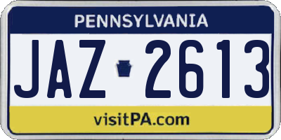 PA license plate JAZ2613
