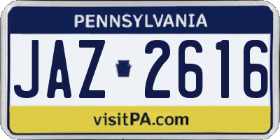 PA license plate JAZ2616