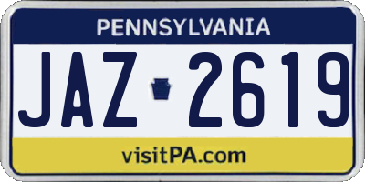 PA license plate JAZ2619