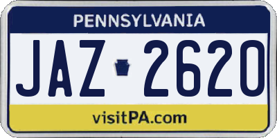 PA license plate JAZ2620