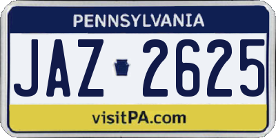 PA license plate JAZ2625