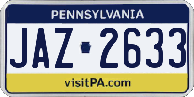 PA license plate JAZ2633