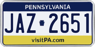 PA license plate JAZ2651