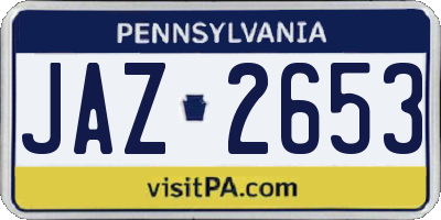 PA license plate JAZ2653
