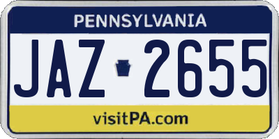 PA license plate JAZ2655