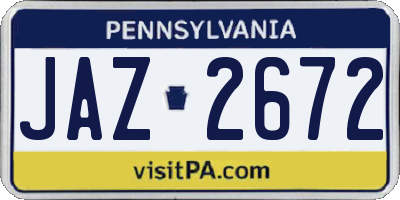PA license plate JAZ2672