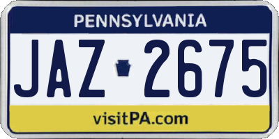 PA license plate JAZ2675