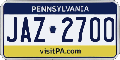 PA license plate JAZ2700