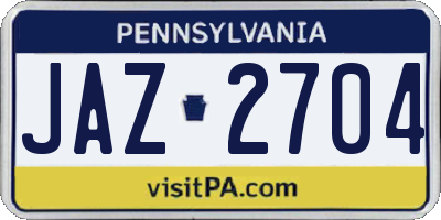 PA license plate JAZ2704