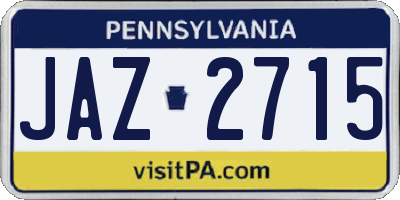 PA license plate JAZ2715