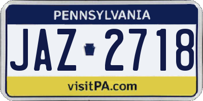 PA license plate JAZ2718