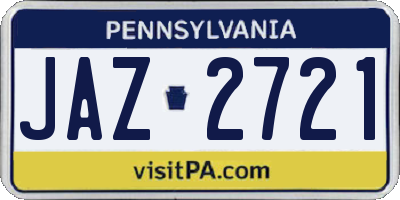 PA license plate JAZ2721