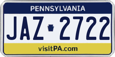 PA license plate JAZ2722