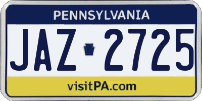 PA license plate JAZ2725