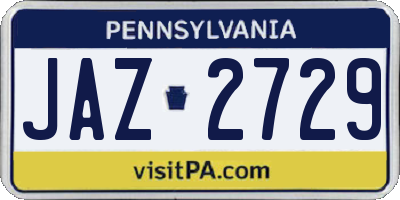 PA license plate JAZ2729