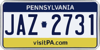 PA license plate JAZ2731