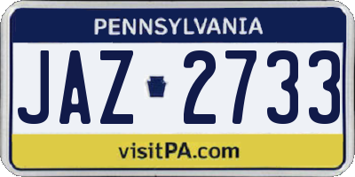 PA license plate JAZ2733