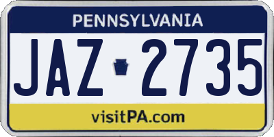 PA license plate JAZ2735