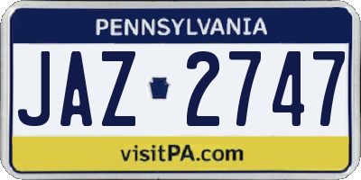 PA license plate JAZ2747