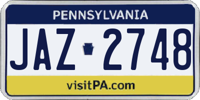 PA license plate JAZ2748