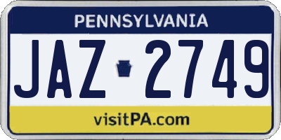 PA license plate JAZ2749
