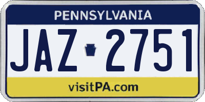 PA license plate JAZ2751