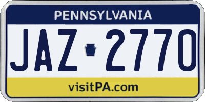 PA license plate JAZ2770