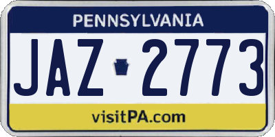 PA license plate JAZ2773
