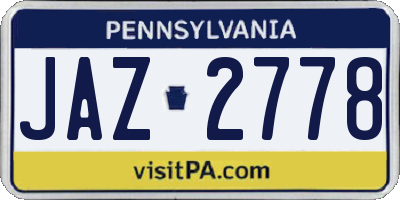PA license plate JAZ2778