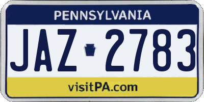 PA license plate JAZ2783
