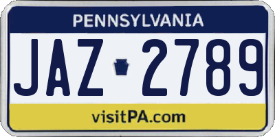 PA license plate JAZ2789