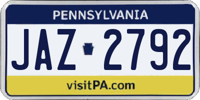 PA license plate JAZ2792