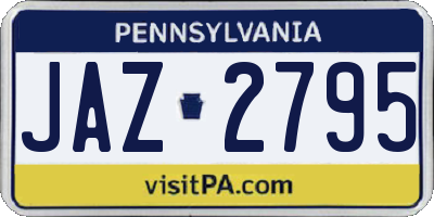 PA license plate JAZ2795