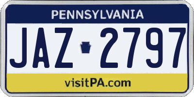 PA license plate JAZ2797