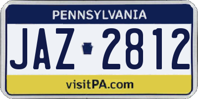PA license plate JAZ2812